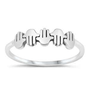Sterling Silver Hands Ring 5 mm 925 Fashion Band